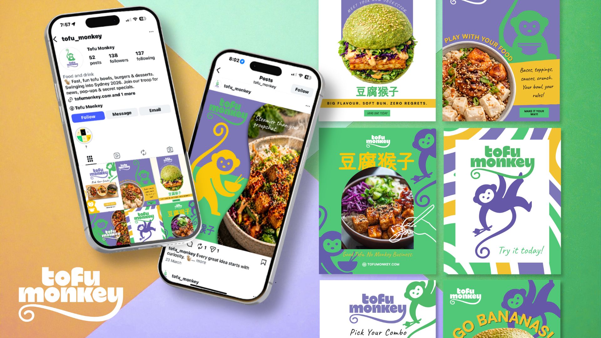 Tofu Monkey social media template overview